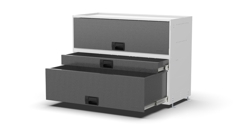 Drawers open – RCKIT100/21 Vehicle Metal Drawer Kit