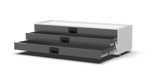 Drawers open – RCKIT120/2 Vehicle Metal Drawer Kit