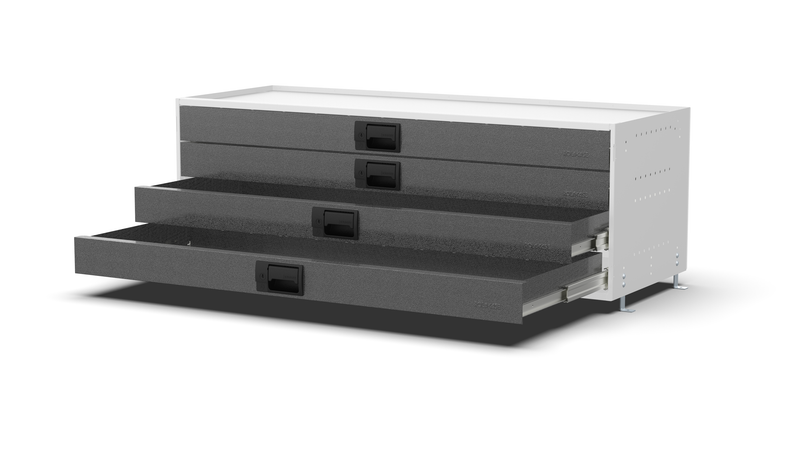 Drawers open – RCKIT120/4 Vehicle Metal Drawer Kit