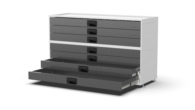 Drawers open – RCKIT120/8 Vehicle Metal Drawer Kit