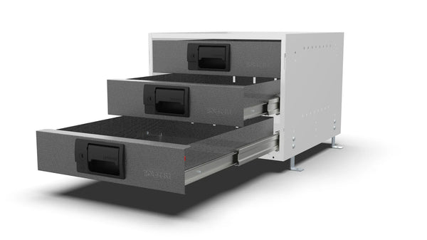 Drawers open – RCKIT40/3 Vehicle Metal Drawer Kit