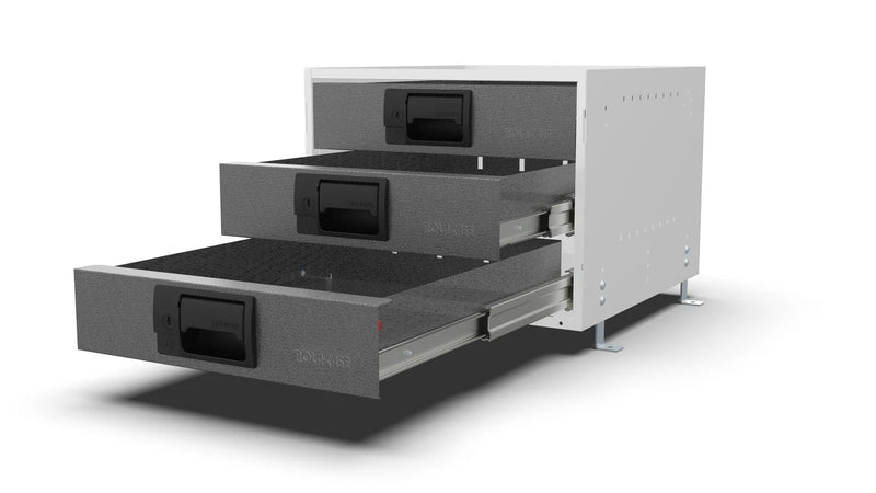 Drawers open – RCKIT40/3 Vehicle Metal Drawer Kit