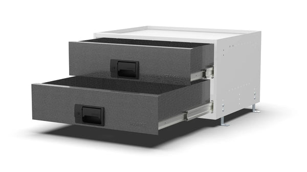 Drawers open – RCKIT60/3 Vehicle Metal Drawer Kit