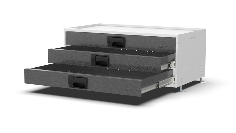 Drawers open – RCKIT80/2 Vehicle Metal Drawer Kit