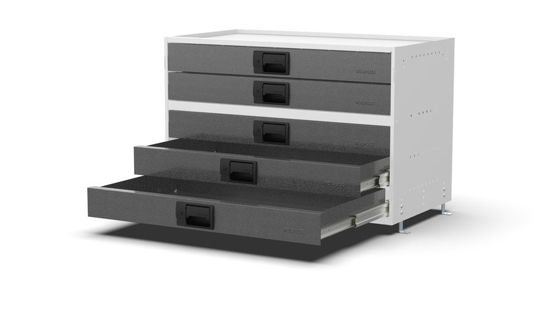 Drawers open – RCKIT80/6 Vehicle Metal Drawer Kit