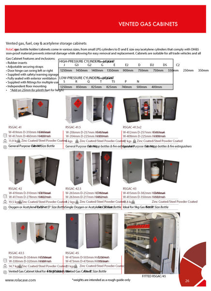 RolaShelf Vented Gas Cabinets
